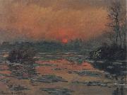 Claude Monet Sunset on the Seine in Winter France oil painting artist